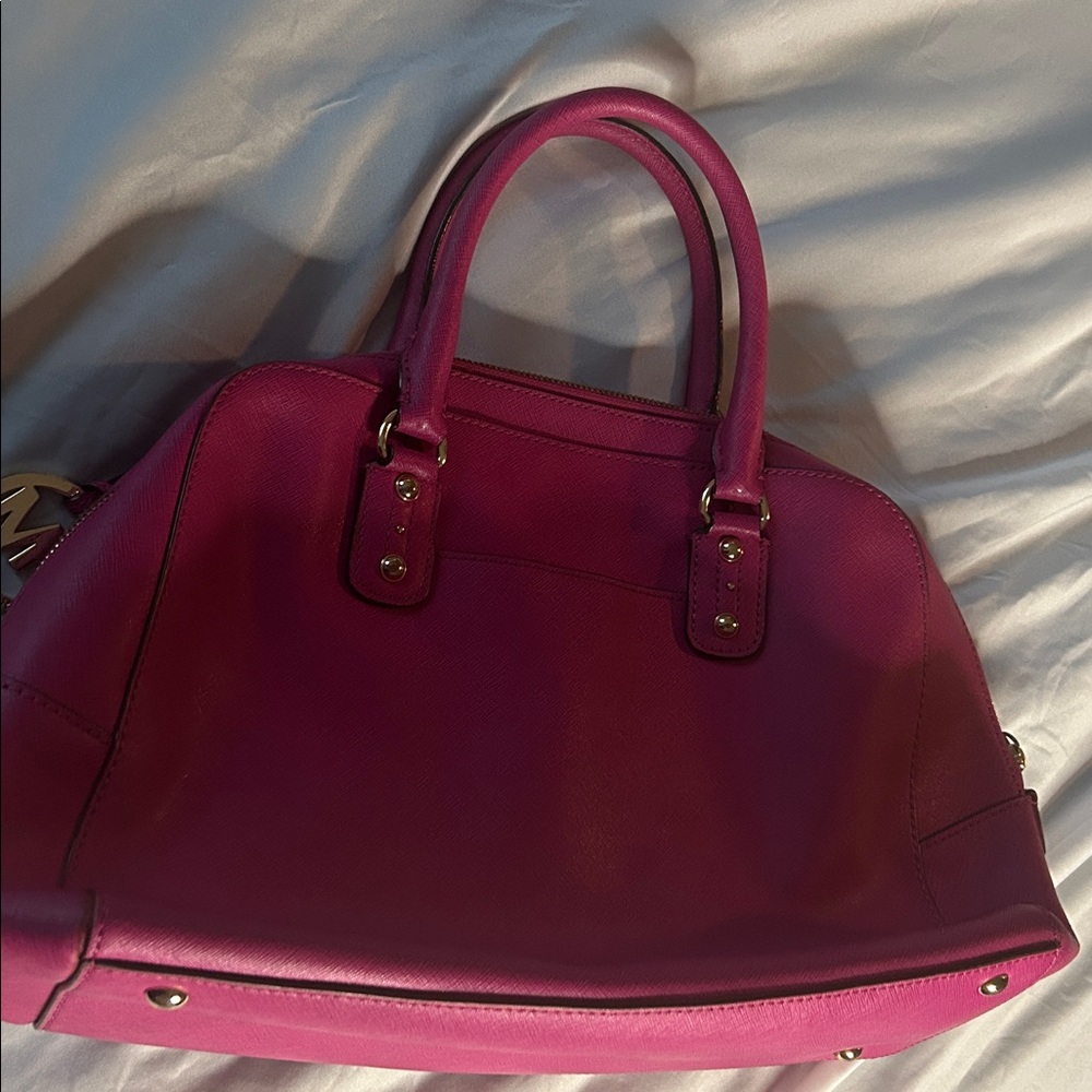 Michael Kors Jet Set Travel Dome Satchel - Raspberry Saffiano Leather - Picture 4 of 8